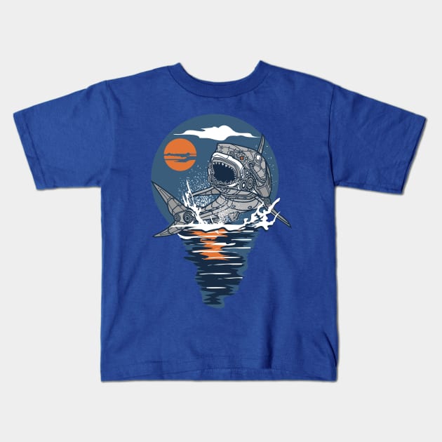 SHARK STEAMPUNK ART Kids T-Shirt by beanbeardy